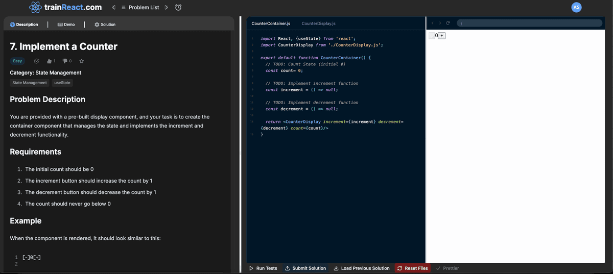 State Management - Implement a Counter